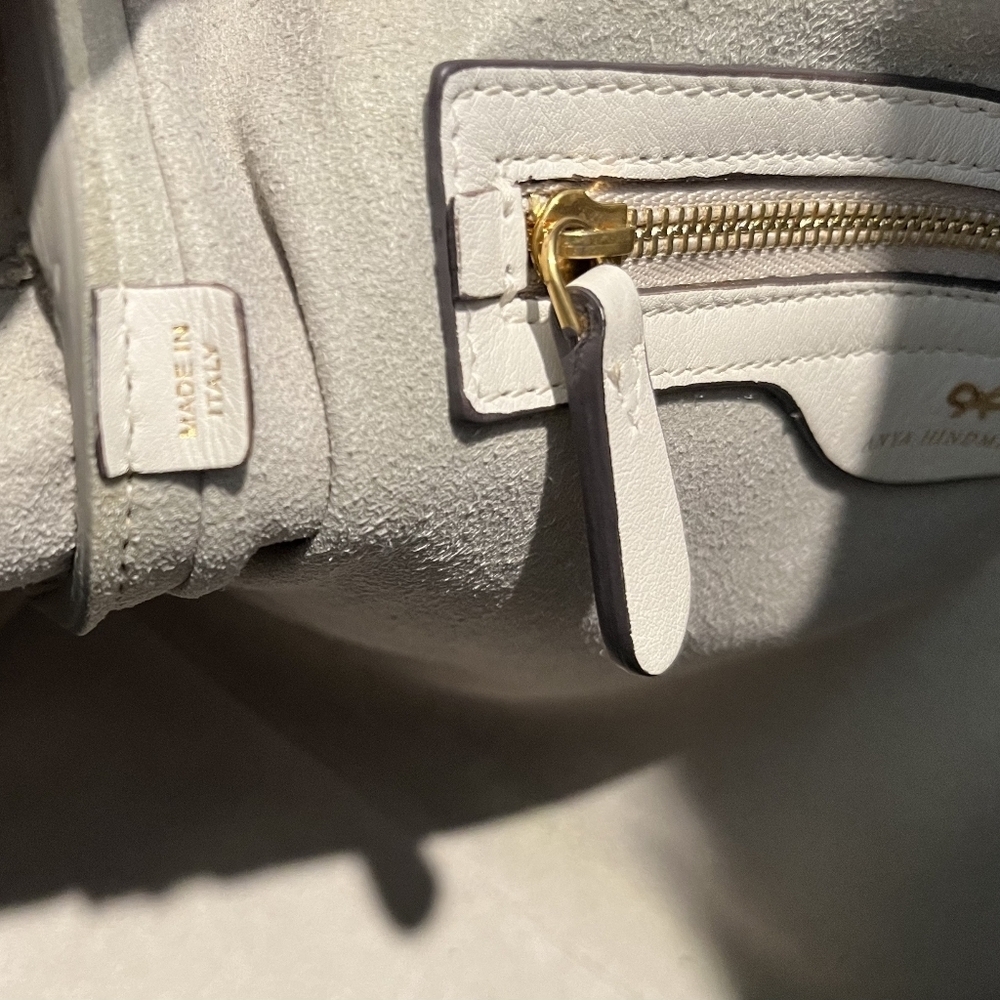 Rare Anya Hindmarch Buddy Cream Leather Tote/Shoulder Bag Made in Italy … - Picture 16 of 16